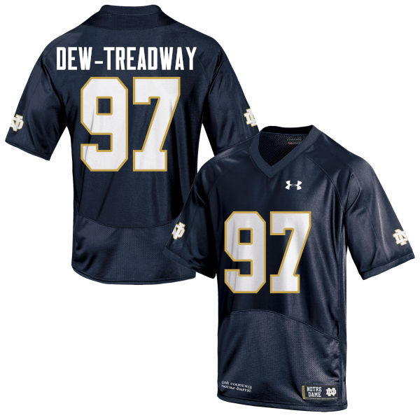 Men #97 Micah Dew-Treadway Notre Dame Fighting Irish College Football Jerseys-Navy Blue